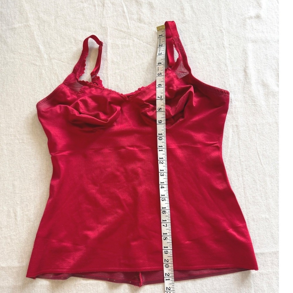 Ruby Ribbon Cami Red Mesh Trim Shapewear Layering Base Layer Camisole Womens 38 - Picture 5 of 7